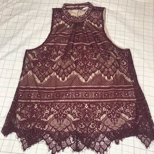 Lace Maroon Halter Top